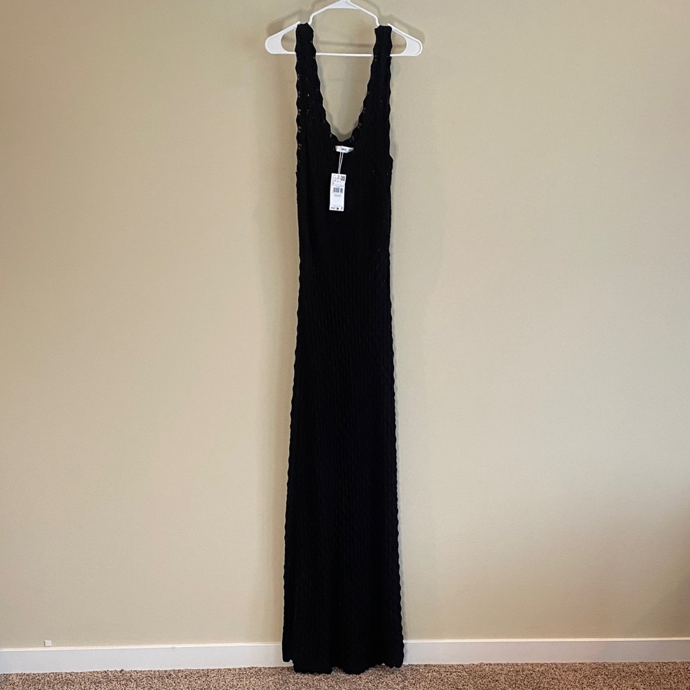 Mango Black Crochet Maxi Dress